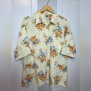 Pierre Cardin Vintage XXL Hawaiian Shirt - 100% Cotton Tropical Floral Print